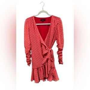 All Saints Elegant Red Hearts print Wrap Dress size S. EUC.